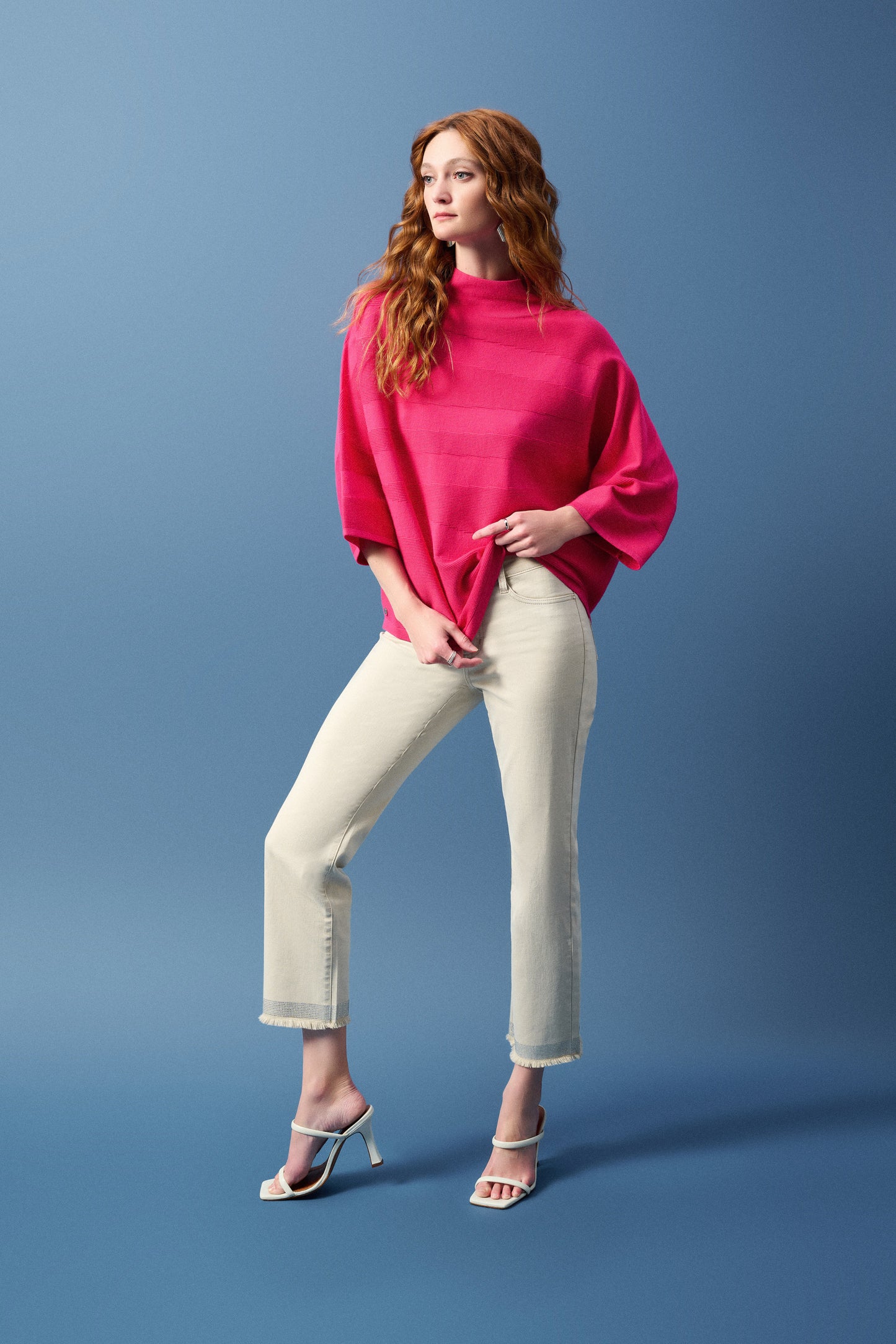 Joseph Ribkoff Sweater Knit Mock Neck Boxy Top