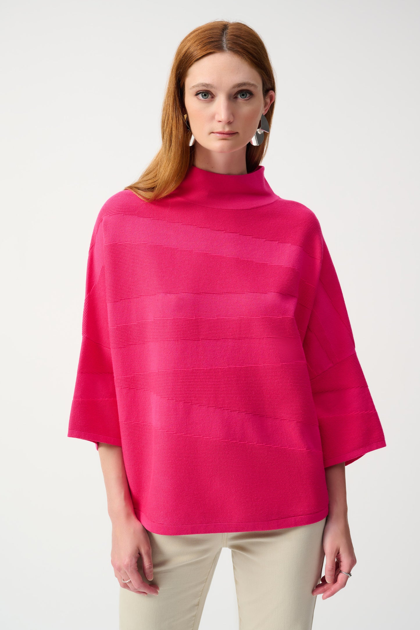 Joseph Ribkoff Sweater Knit Mock Neck Boxy Top