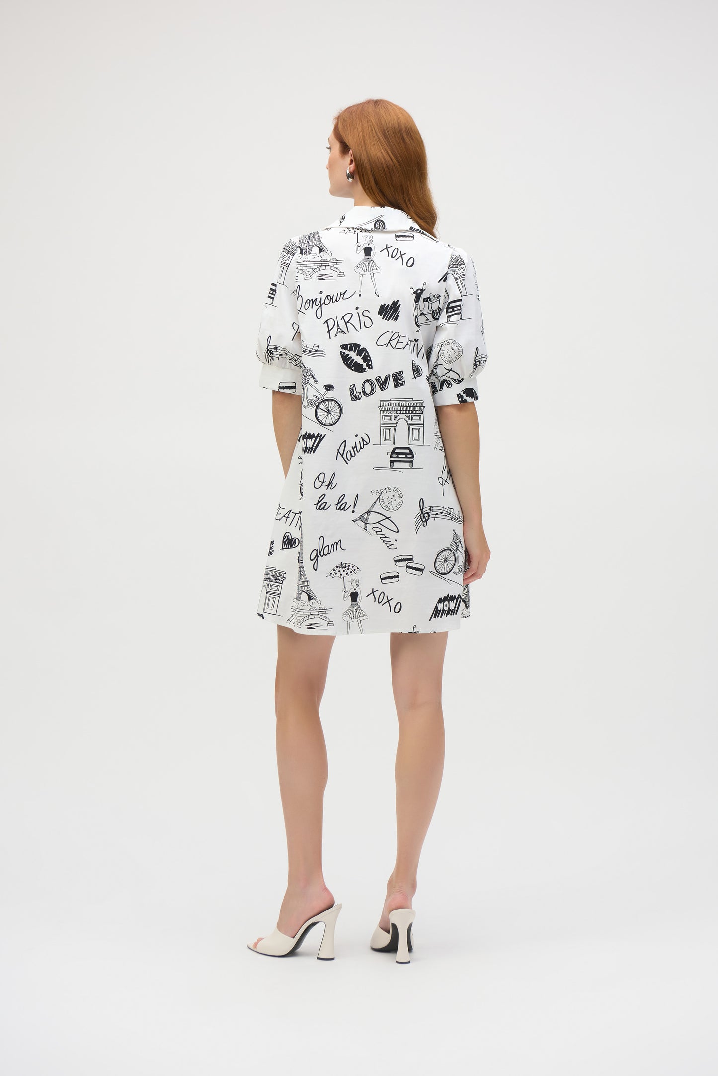 Joseph Ribkoff Poplin Conversational Print A-Line Dress