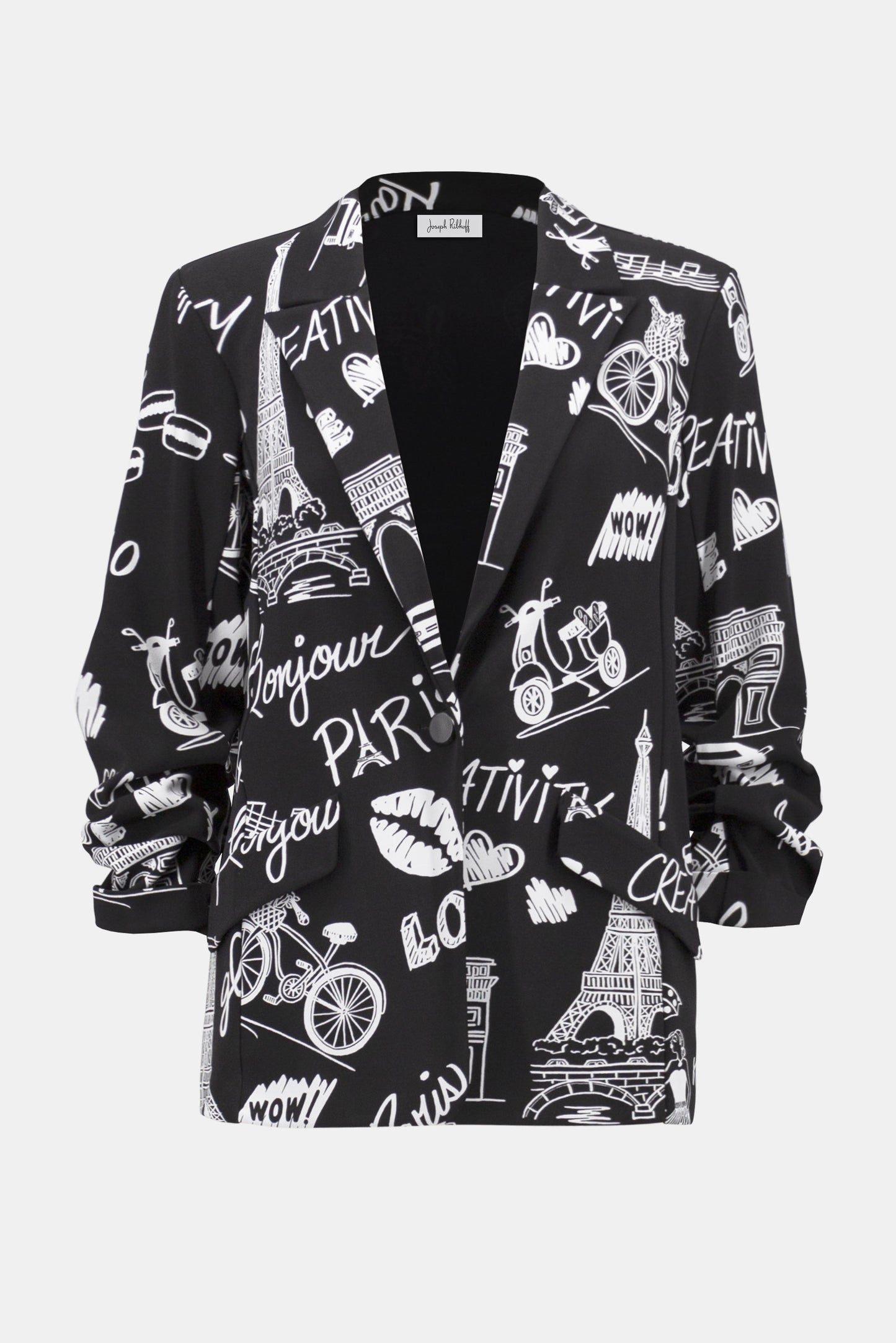 Joseph Ribkoff Silky Knit Conversational Print Straight Blazer