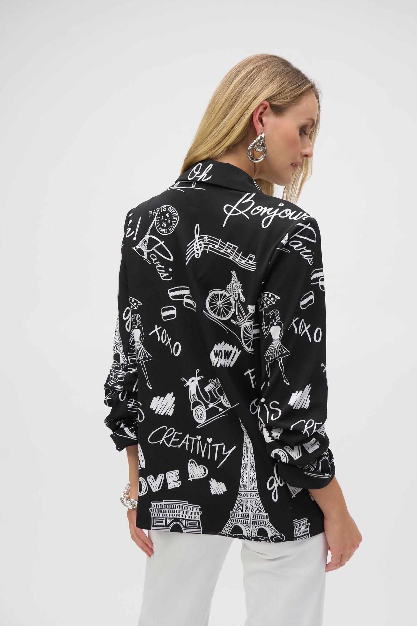 Joseph Ribkoff Silky Knit Conversational Print Straight Blazer
