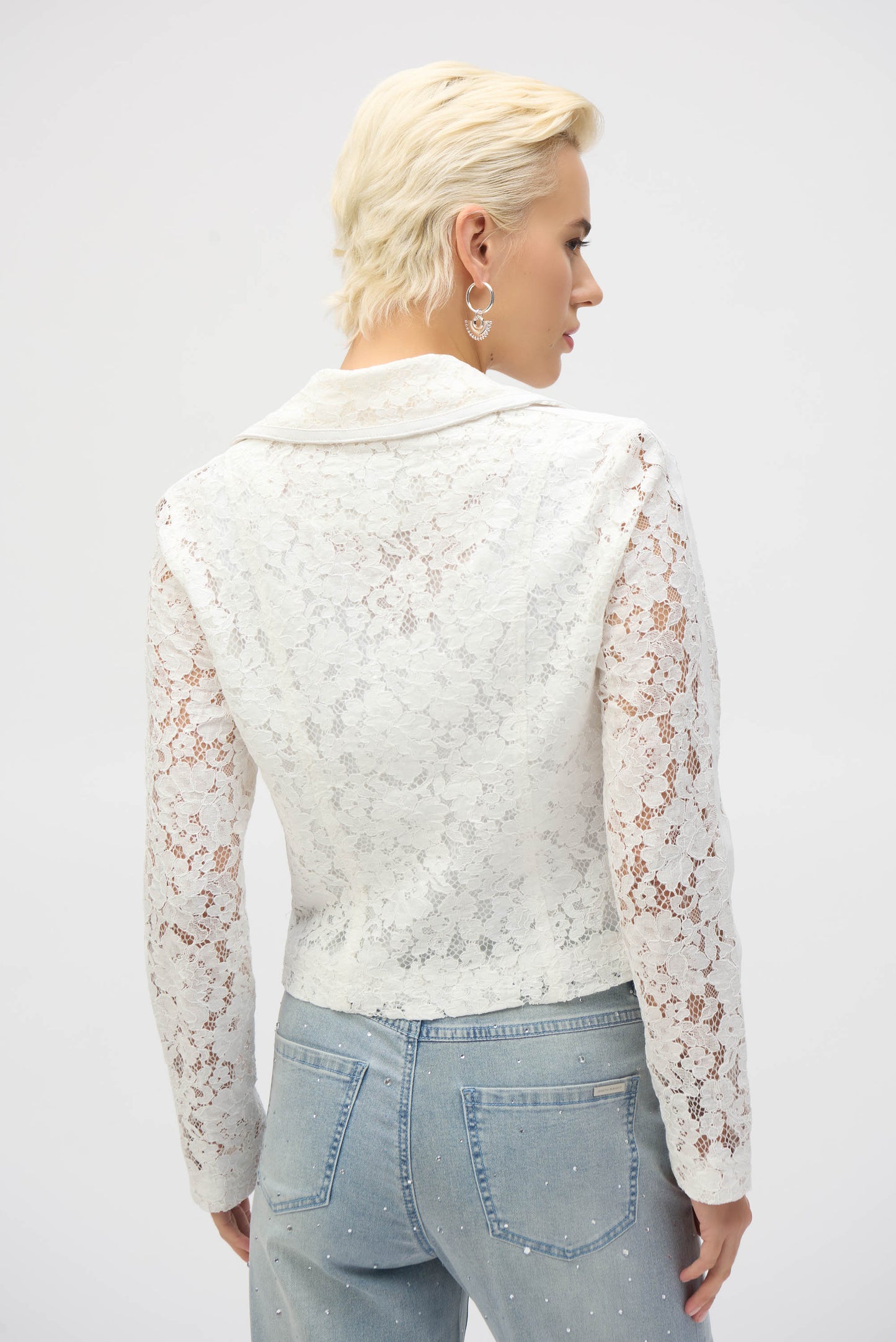 Joseph Ribkoff Lace Fitted Moto Jacket