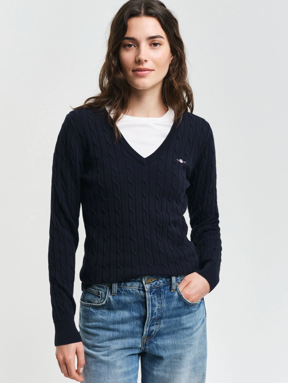 Gant Cable Knit V-Neck Jumper
