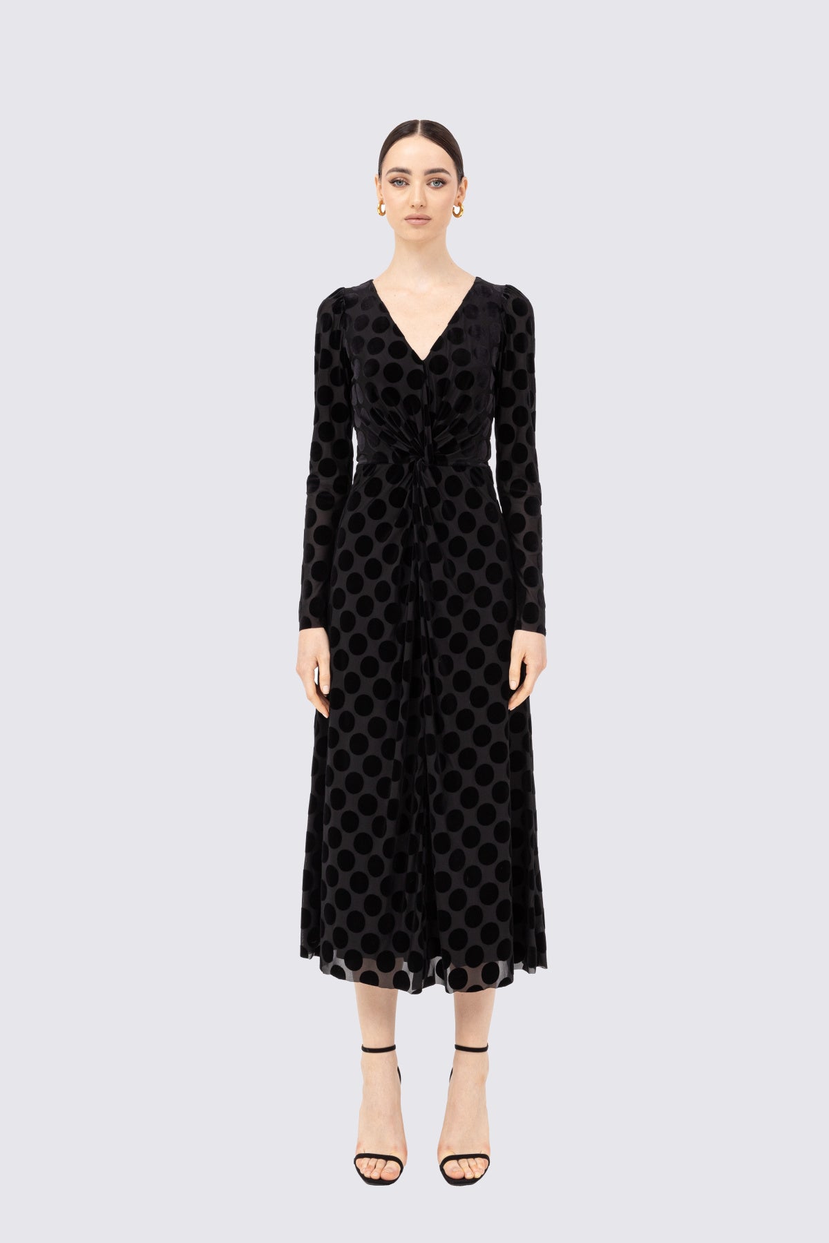 Nissa Polka dot tulle midi dress