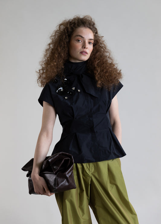 Psophia Short Sleeve Blouse with Embellishment