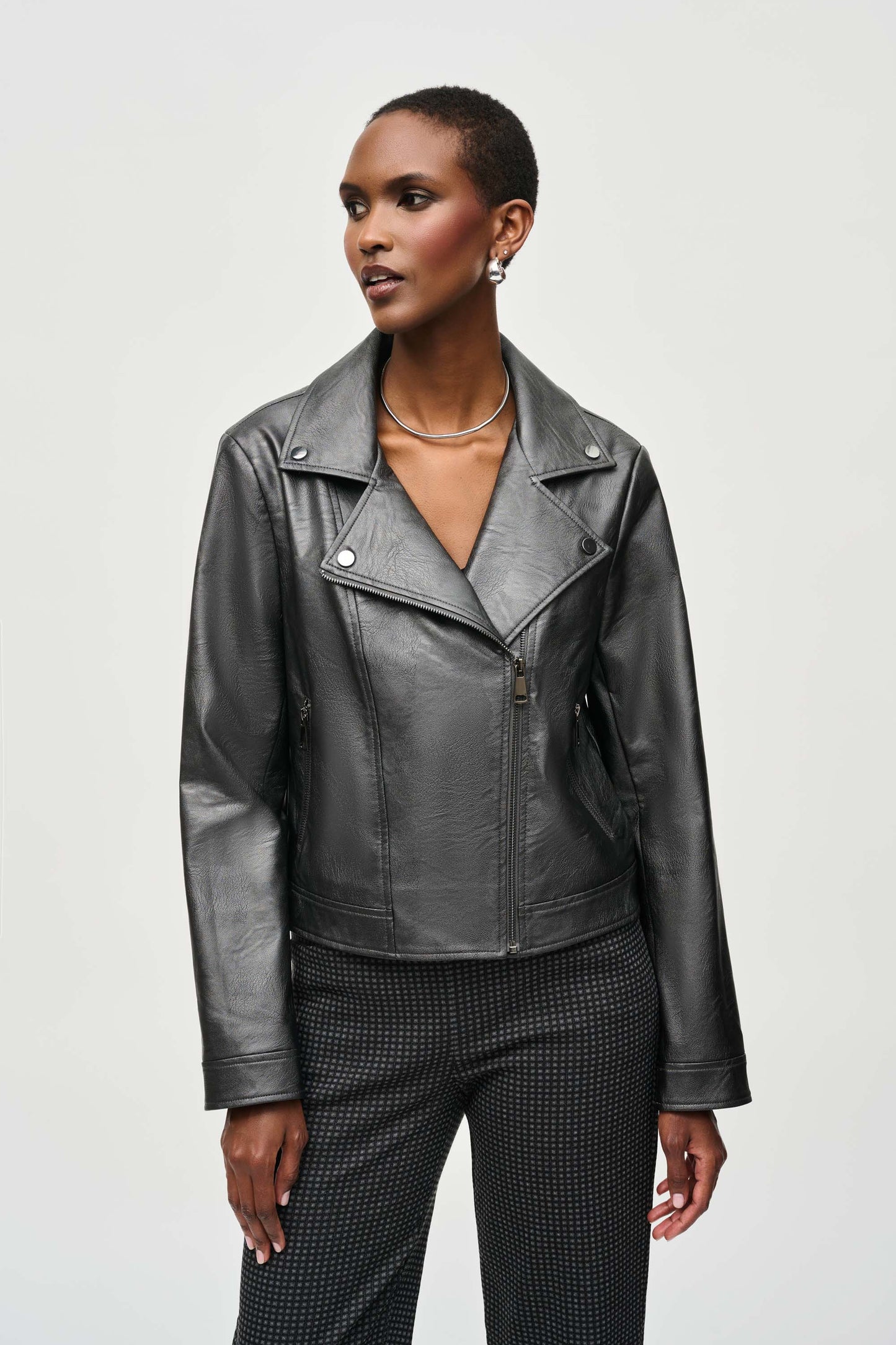 Joseph Ribkoff Metallic Biker Jacket