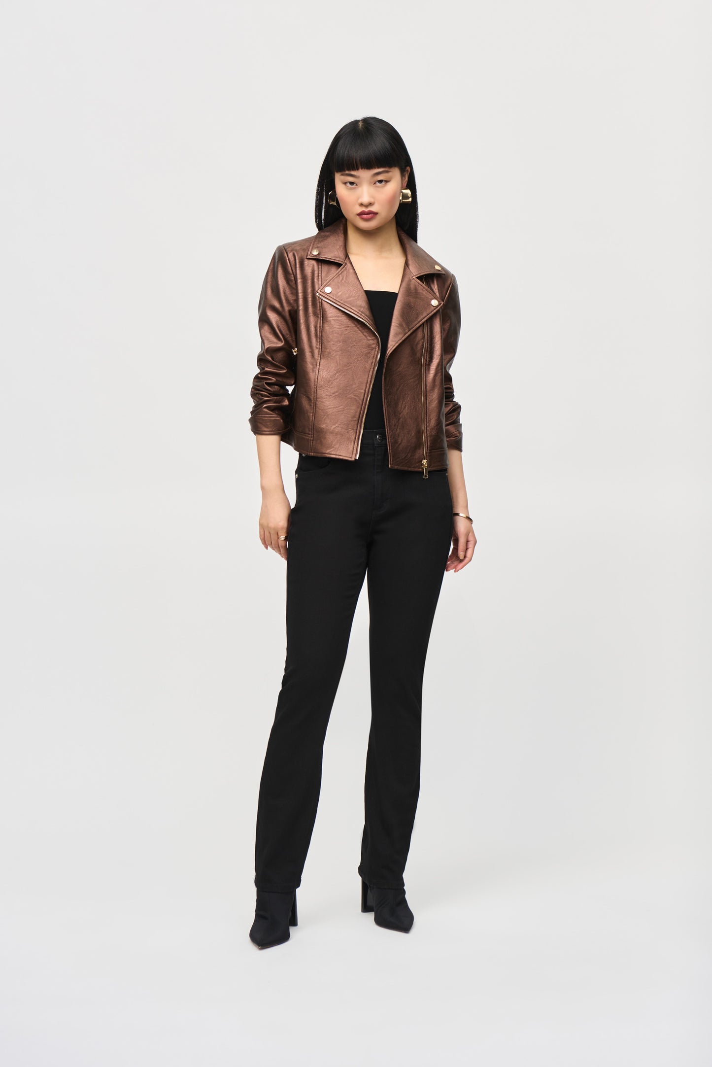 Joseph Ribkoff Metallic Biker Jacket