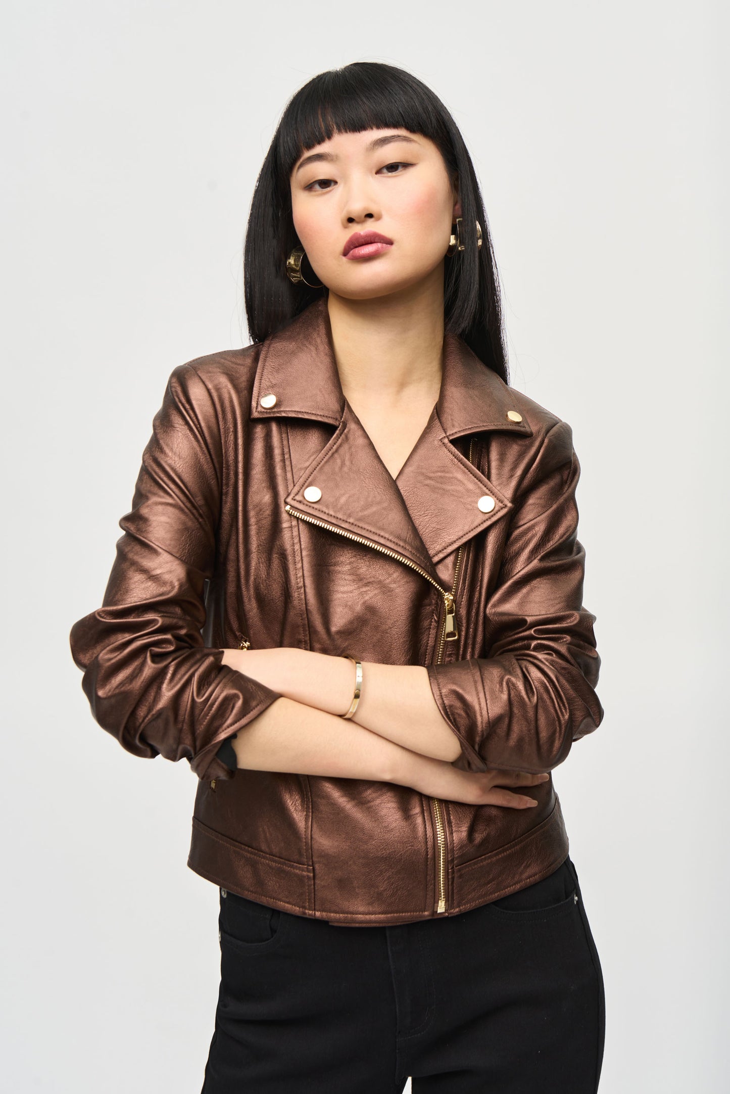 Joseph Ribkoff Metallic Biker Jacket