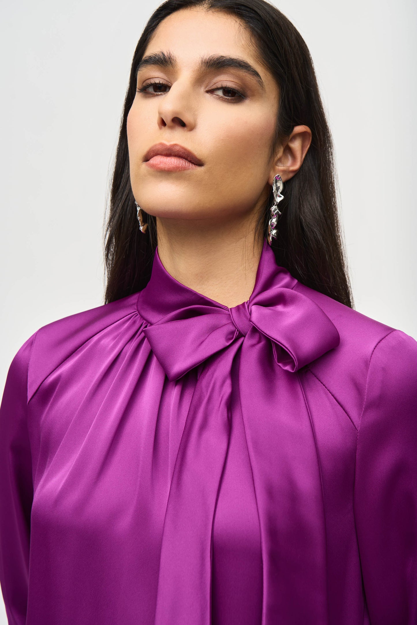 Joseph Ribkoff Satin Top With Bow Neckline