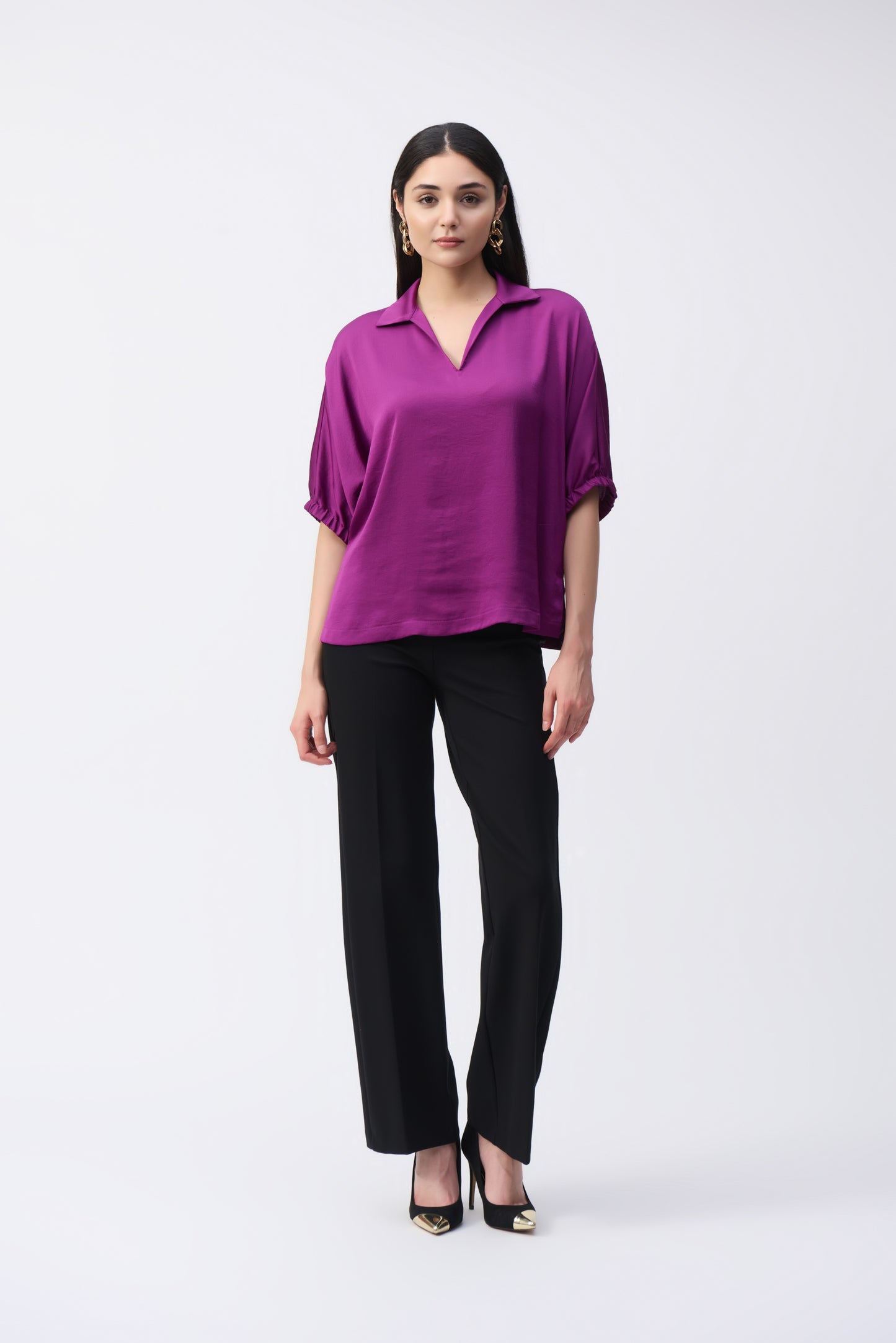 Joseph Ribkoff Collared Satin Top