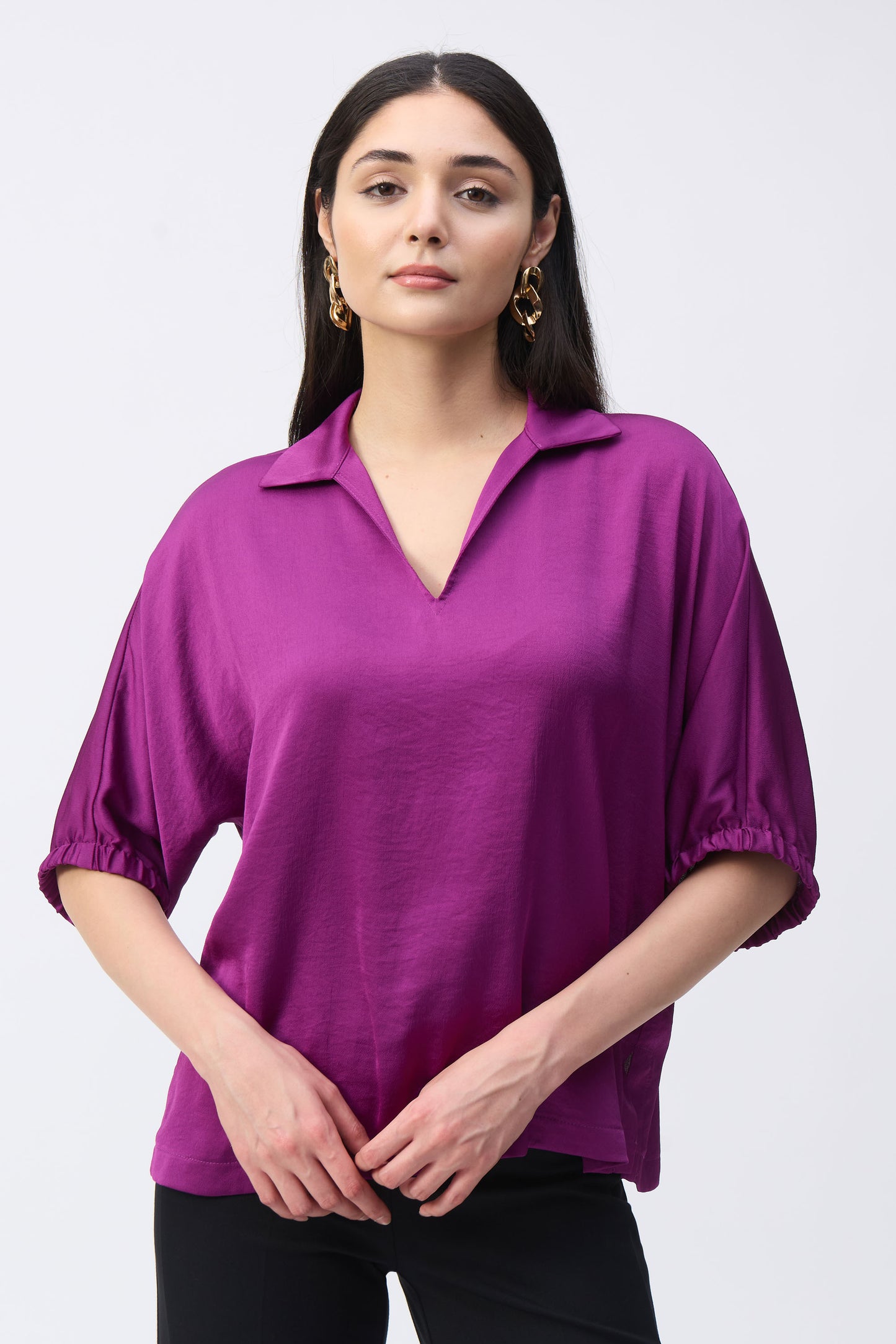 Joseph Ribkoff Collared Satin Top