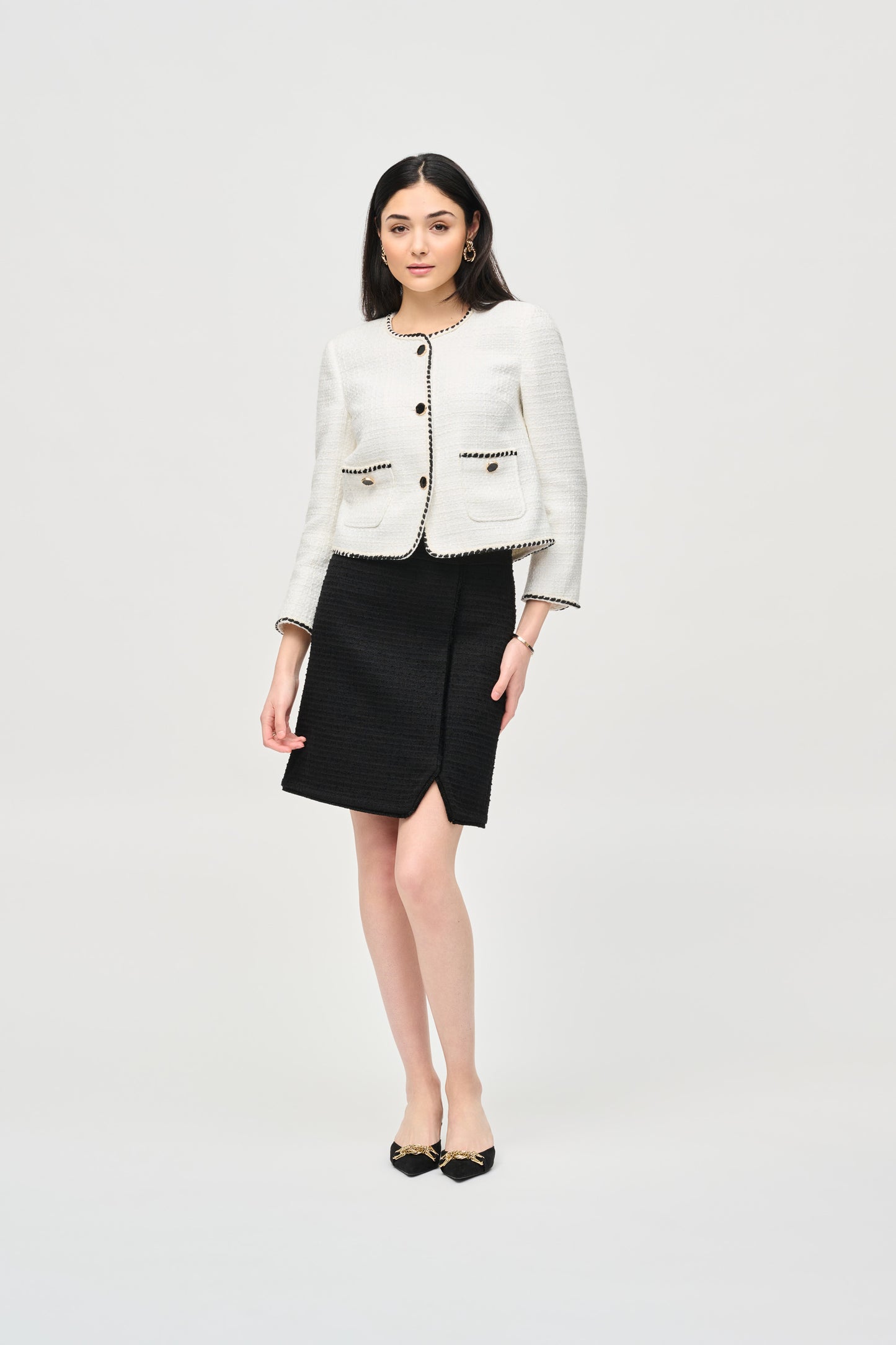 Joseph Ribkoff Bouclé Jacket With Contrast Trim