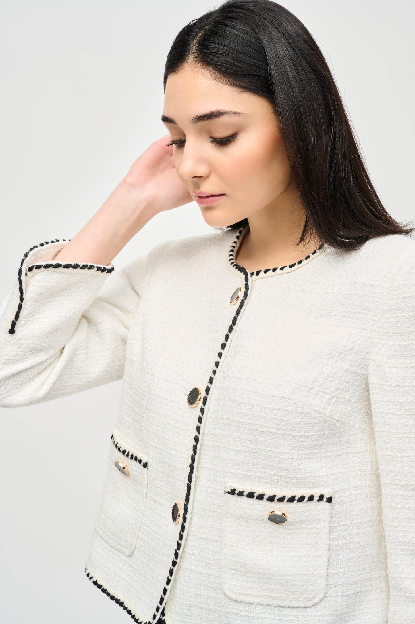 Joseph Ribkoff Bouclé Jacket With Contrast Trim