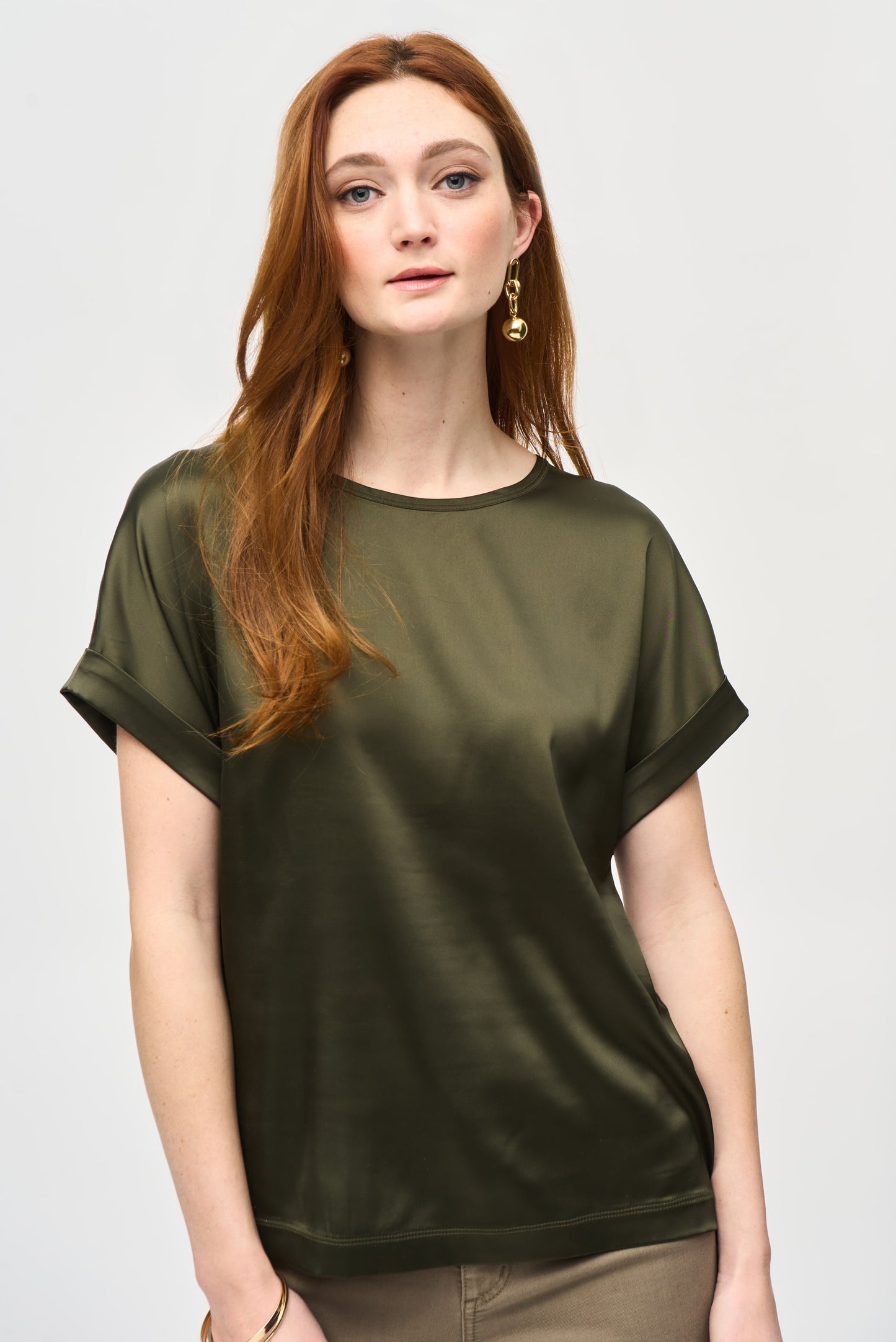 Joseph Ribkoff Satin Short Sleeve Top