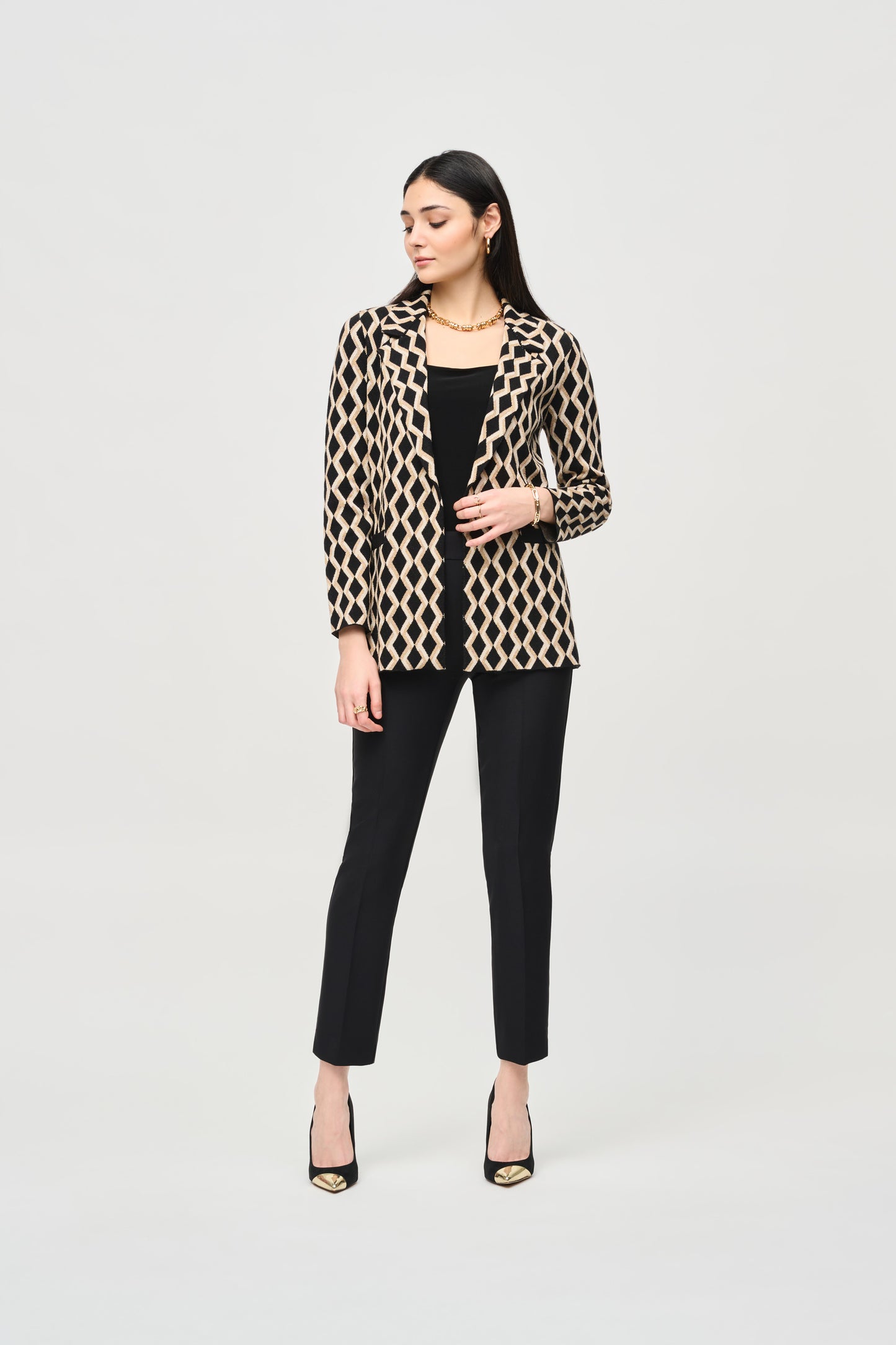 Joseph Ribkoff Brushed Jacquard Geometric Print Blazer