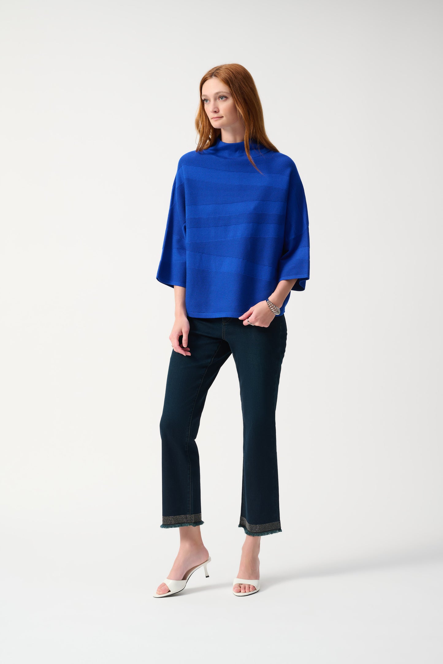 Joseph Ribkoff Sweater Knit Mock Neck Boxy Top