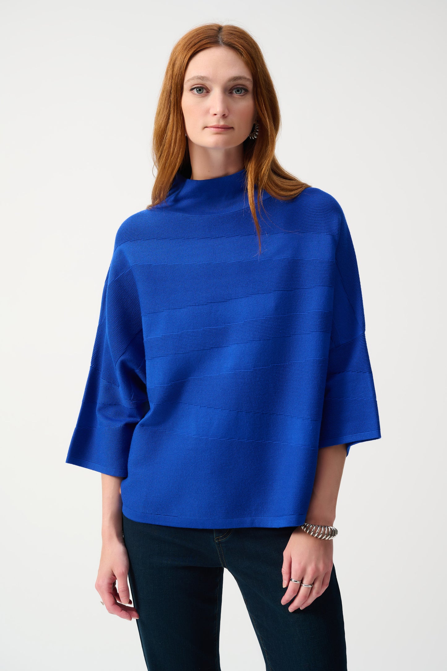 Joseph Ribkoff Sweater Knit Mock Neck Boxy Top