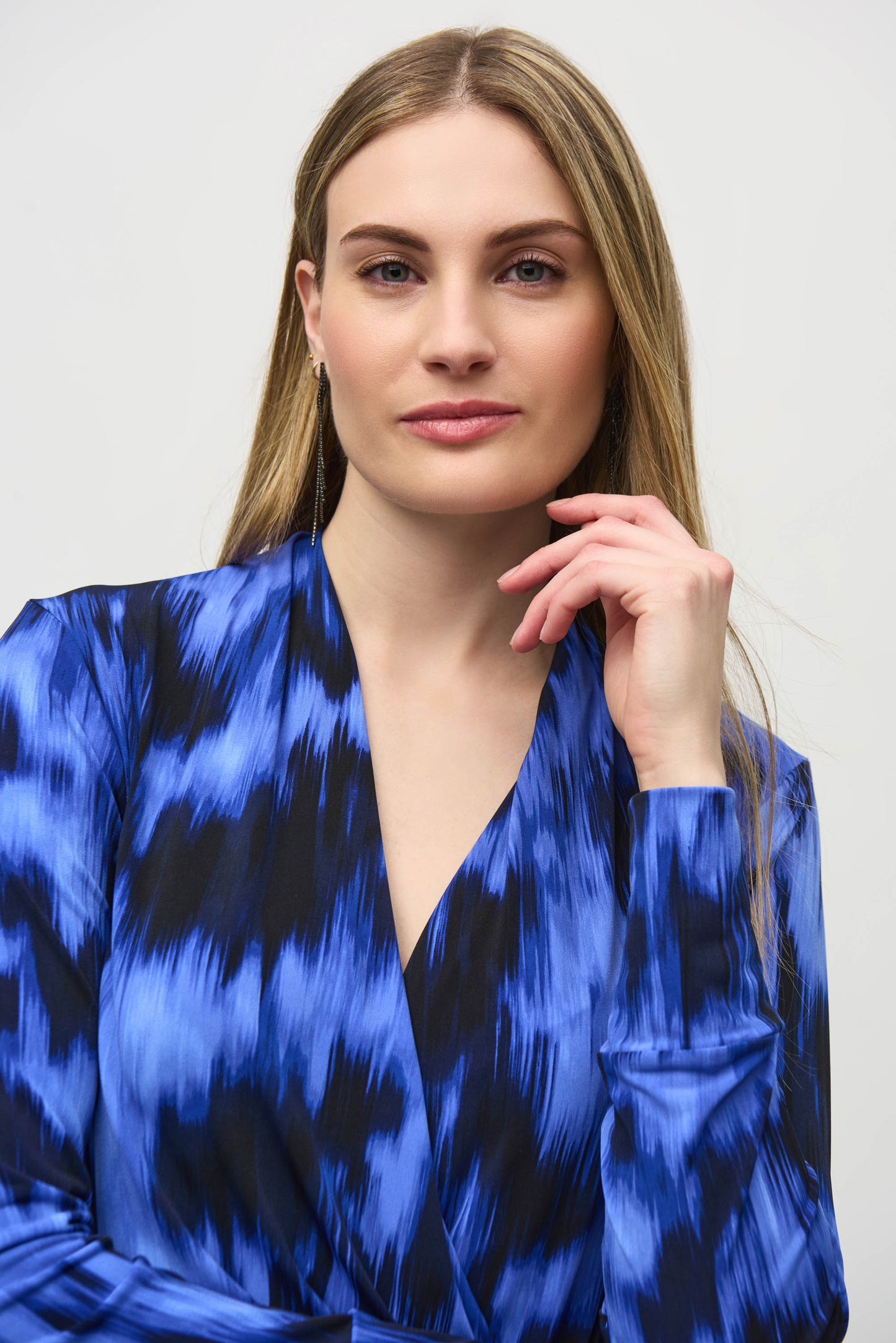 Joseph Ribkoff Silky Knit Abstract Print Wrap Top