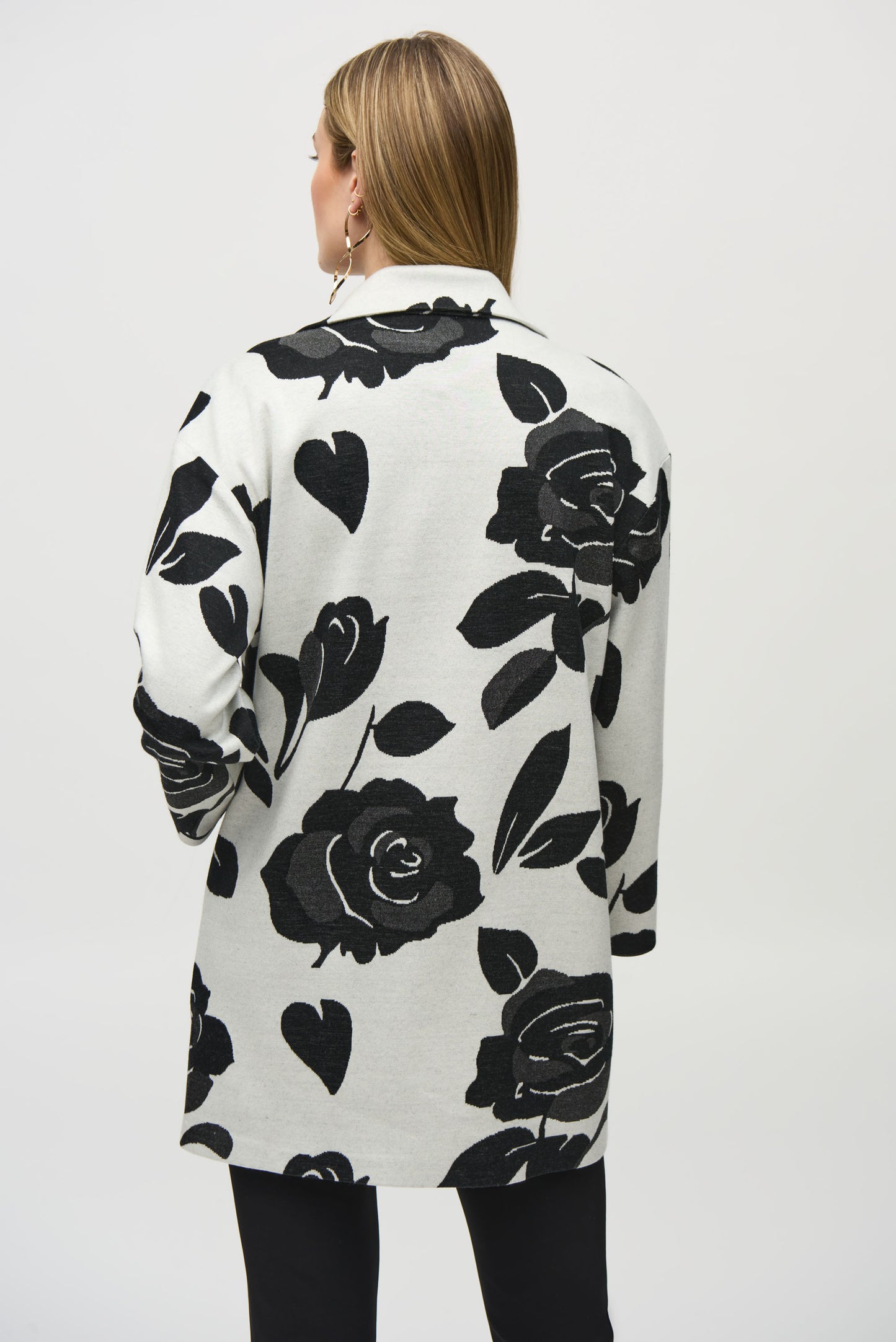 Joseph Ribkoff Jacquard Sweater Floral Straight Coat