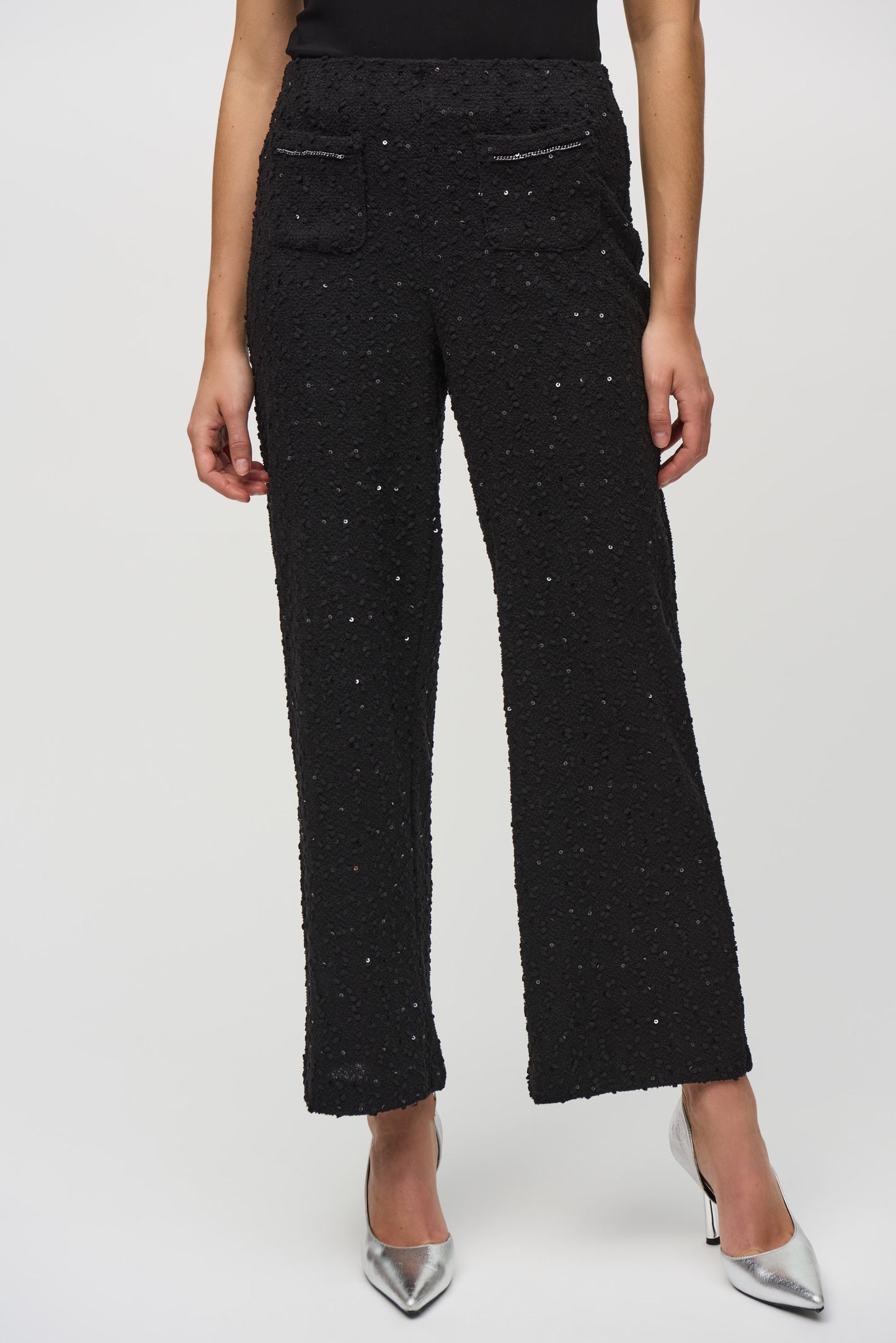 Joseph Ribkoff Sequins Bouclé Wide-Leg Pull-On Pants