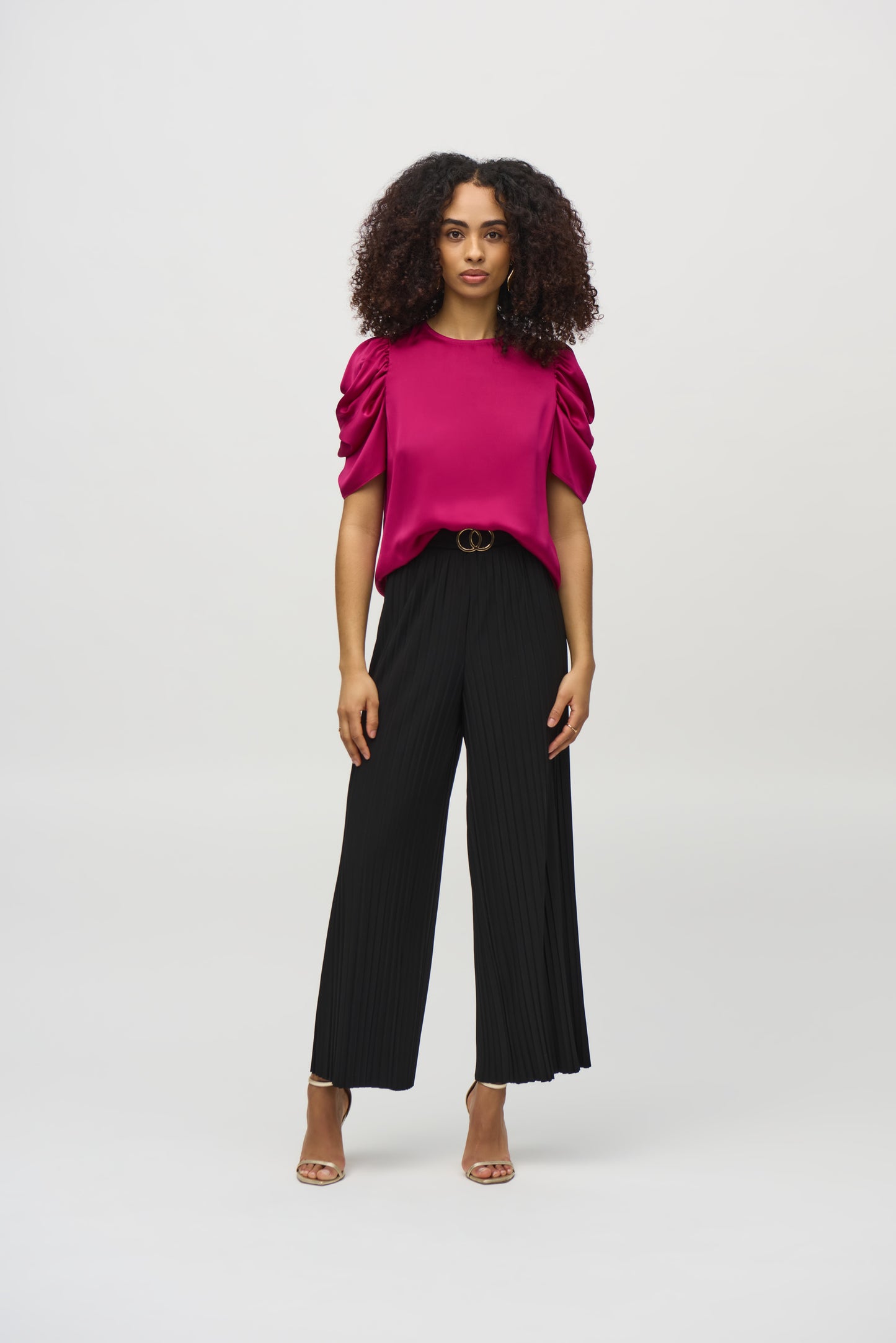 Joseph Ribkoff Pleated Silky Knit Wide-Leg Pants