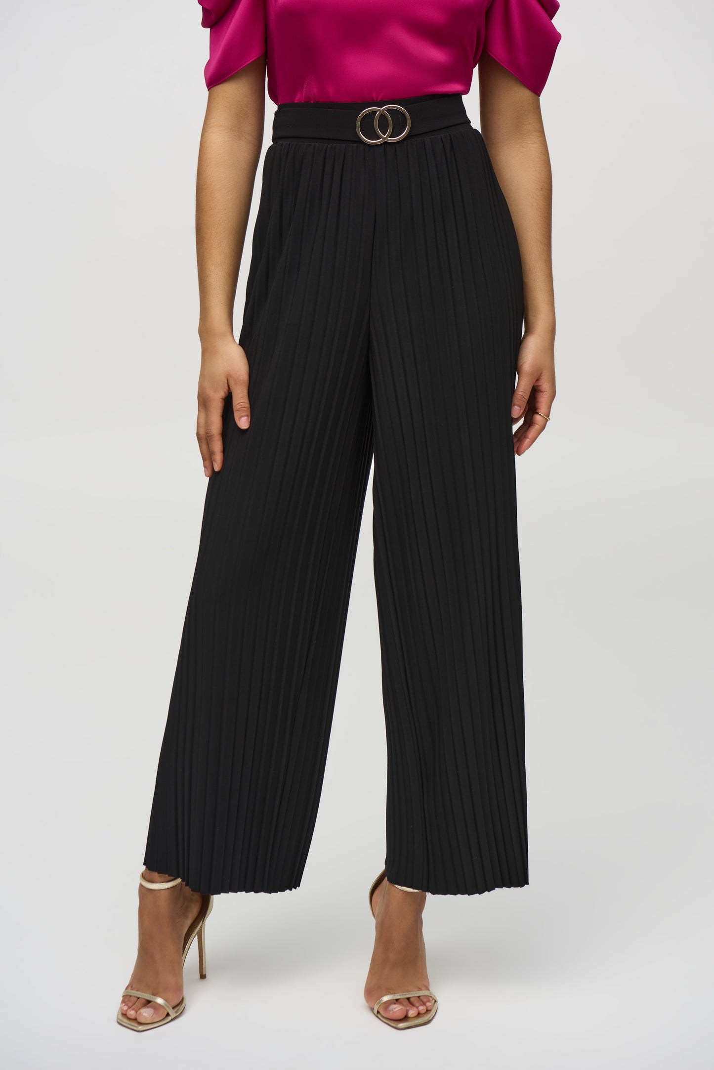 Joseph Ribkoff Pleated Silky Knit Wide-Leg Pants