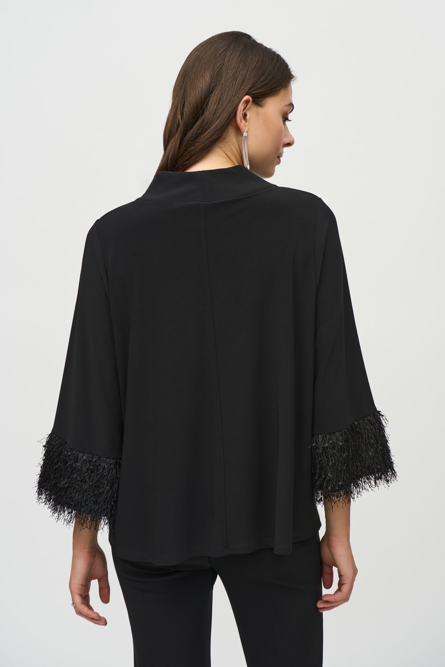 Joseph Ribkoff Silky Knit Trapeze Top with Feather Cuffs