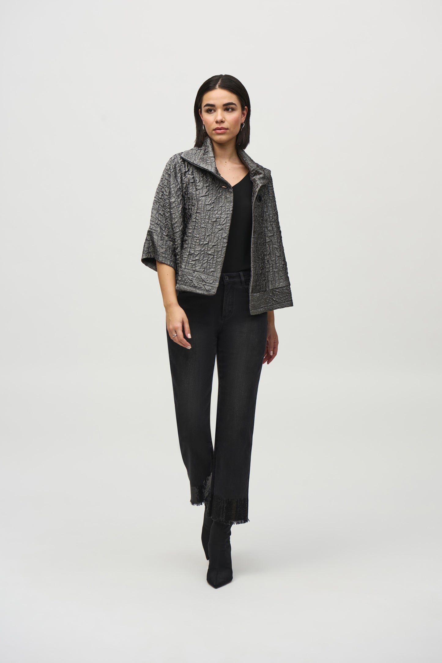 Joseph Ribkoff Textured Woven Jacquard Boxy Jacket