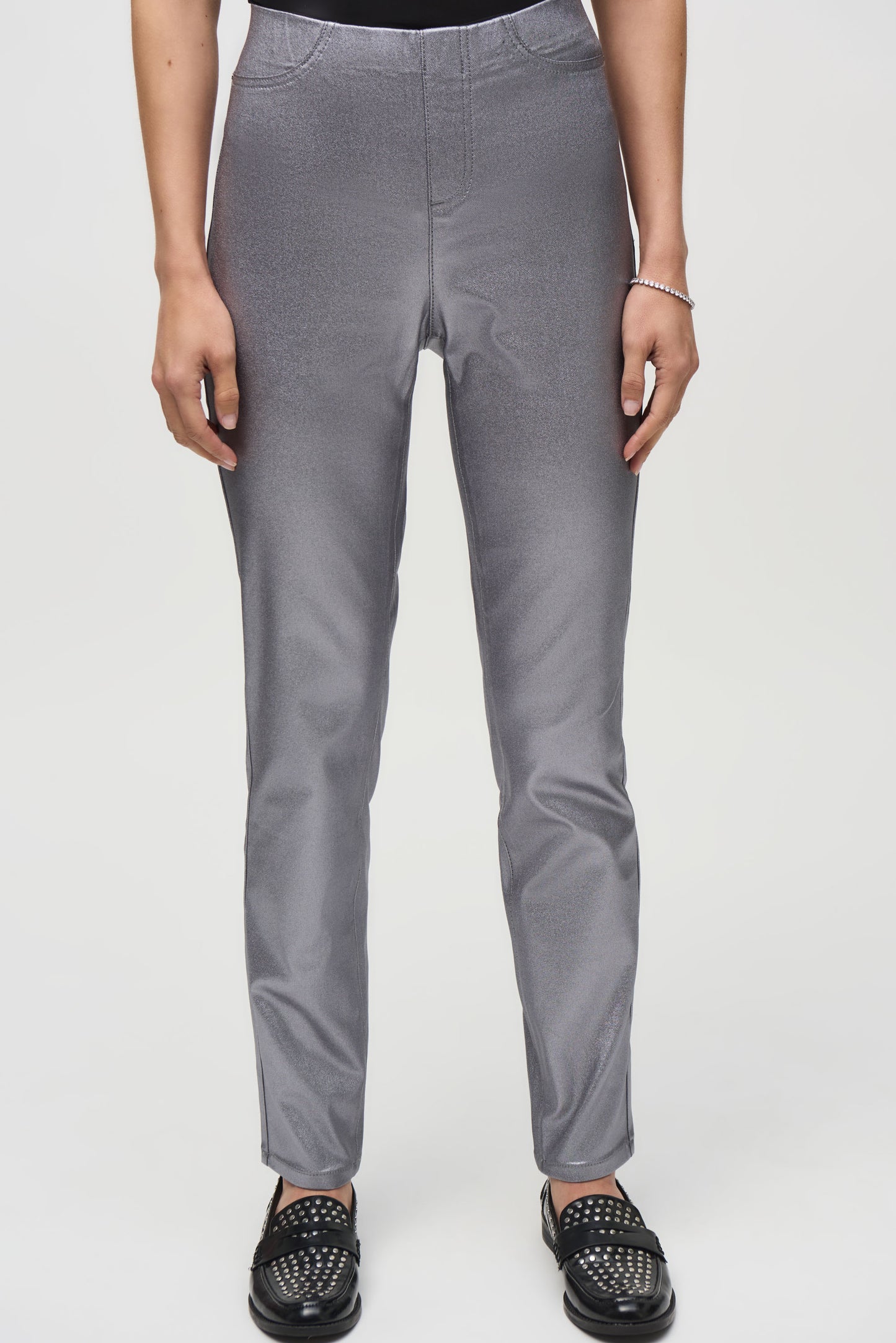 Joseph Ribkoff Metallic Coated Classic Slim Denim Pants