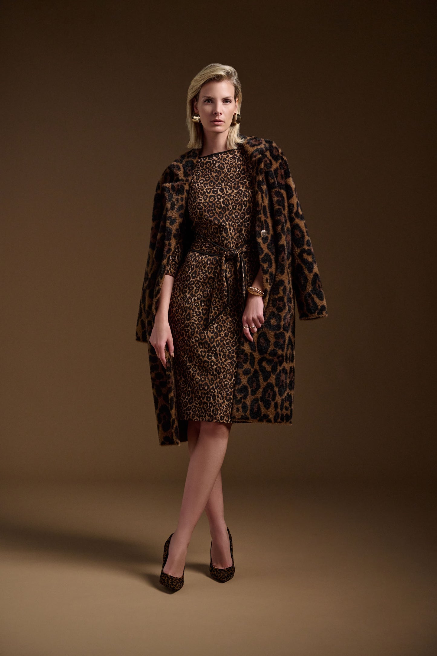 Joseph Ribkoff Jacquard Sweater Animal Print Coat