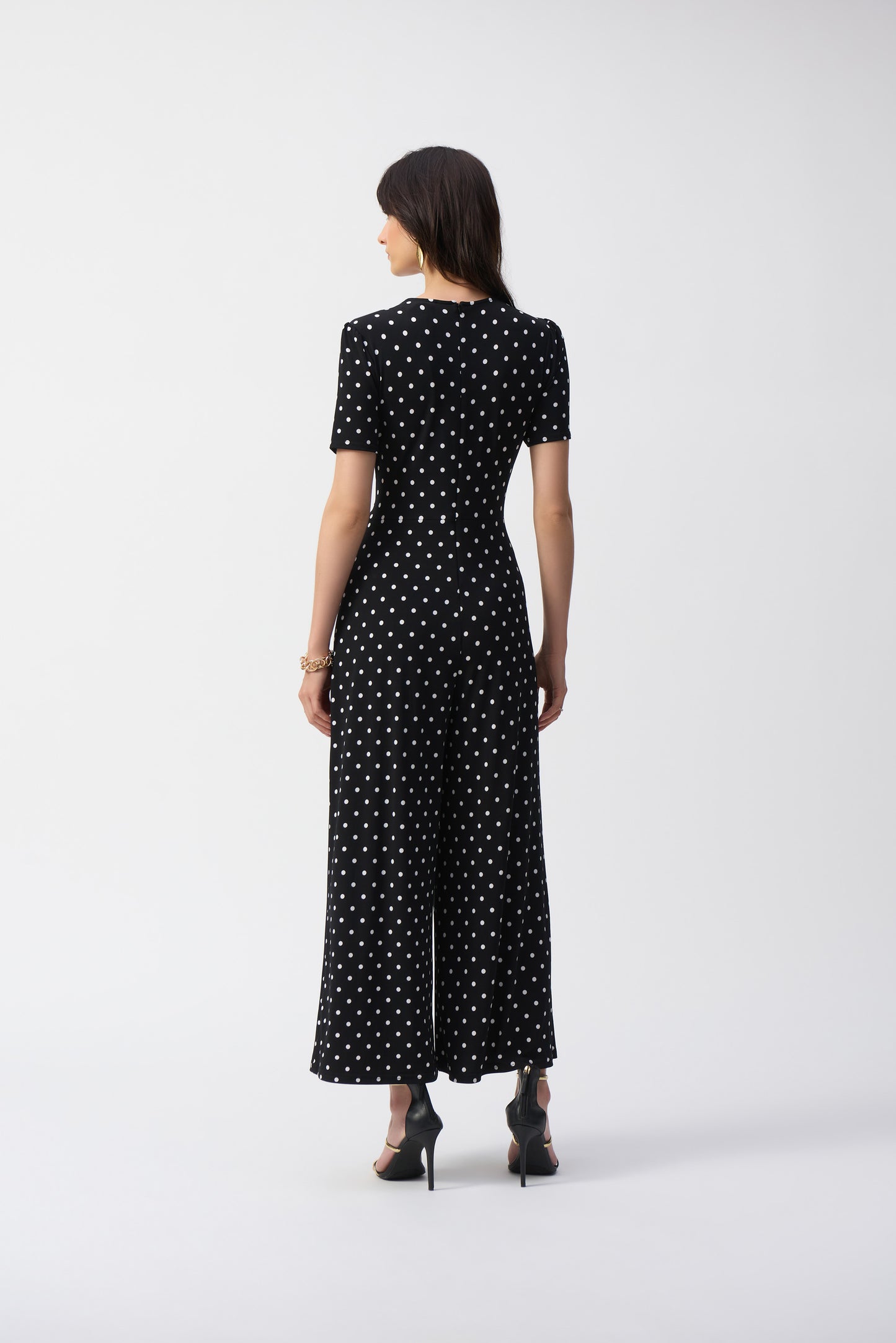 Joseph Ribkoff Silky Knit Dot Print Wrap Culotte Jumpsuit