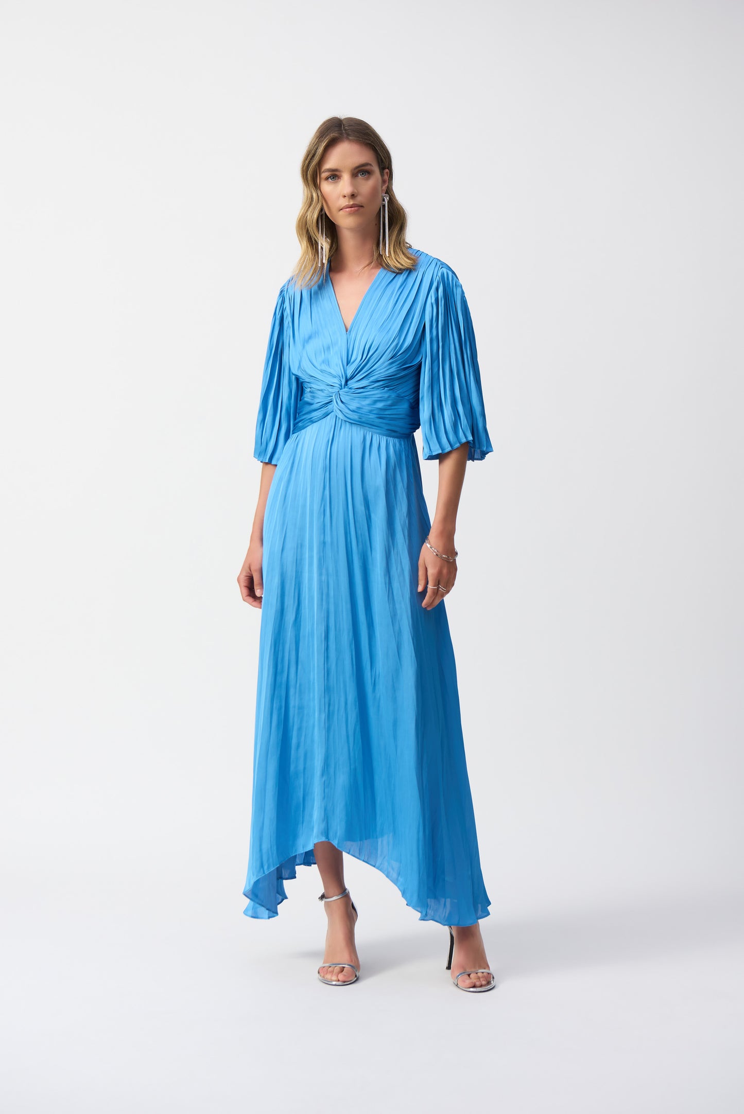 Joseph Ribkoff Pleated Satin Midi Dress