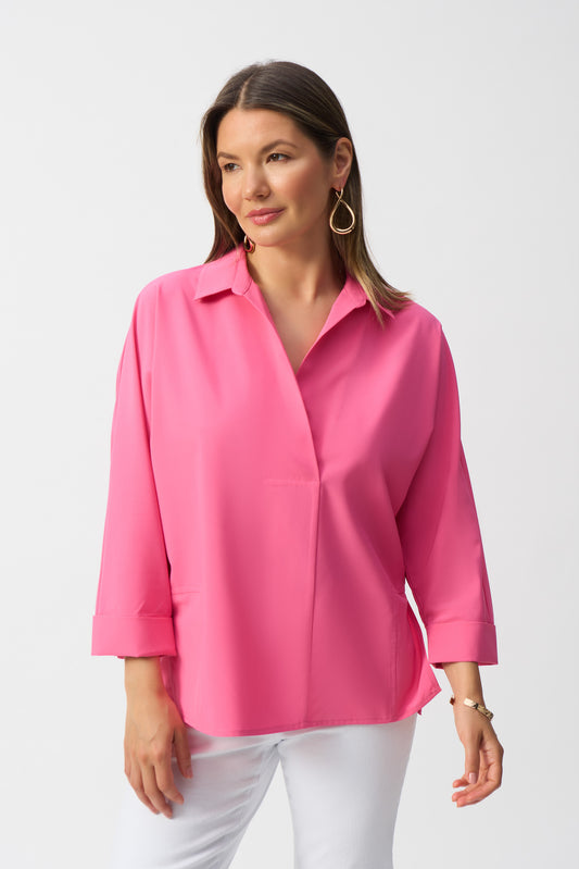 Joseph Ribkoff Poplin Boxy Shirt With Overlapping V-Neck