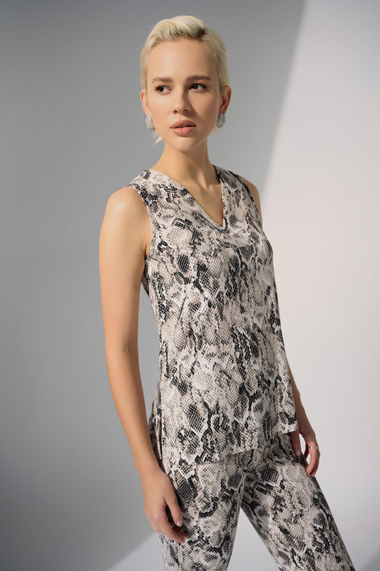 Joseph Ribkoff Silky Knit Python Print Sleeveless Straight Top
