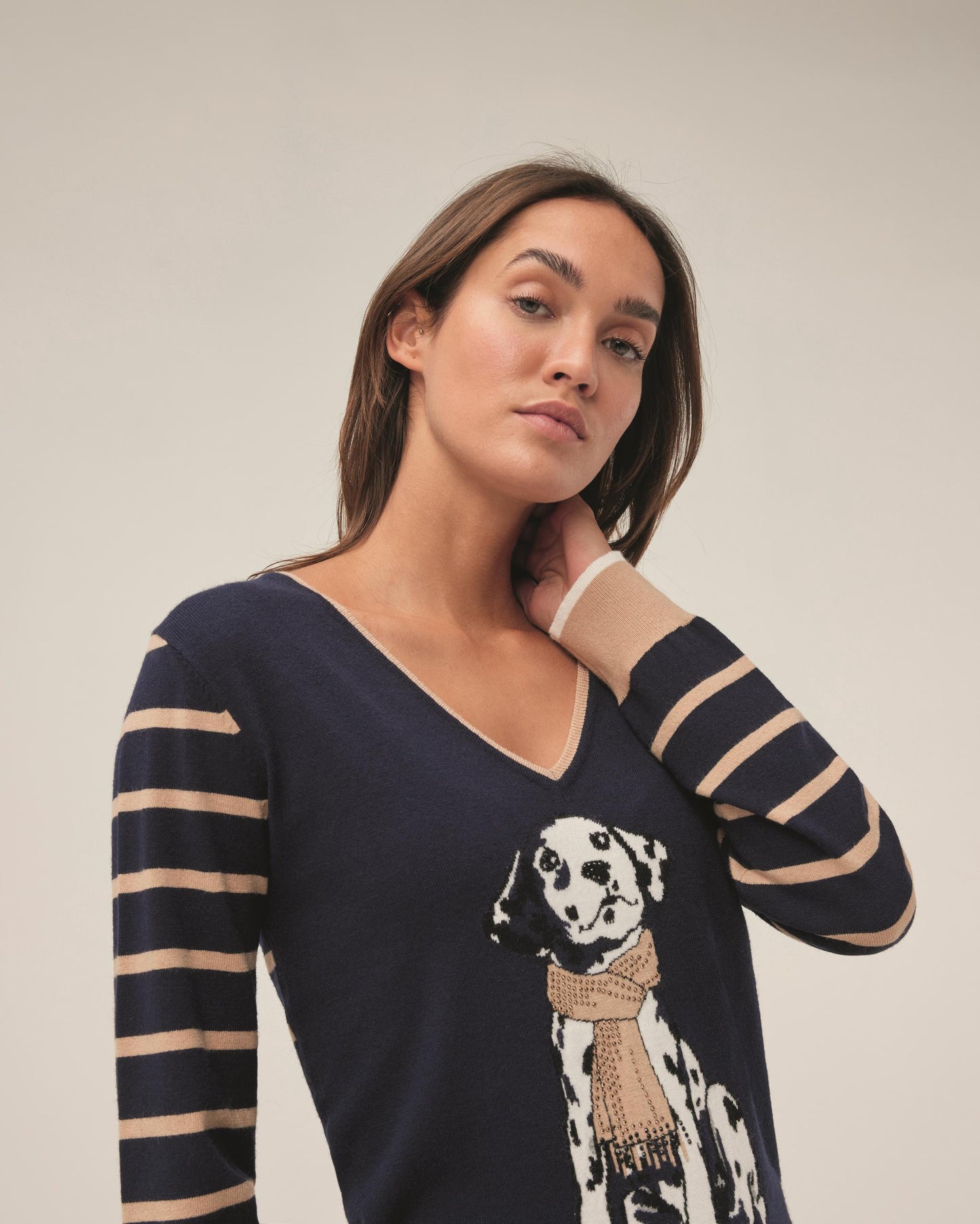 Leo & Ugo Dog Print Knit Top