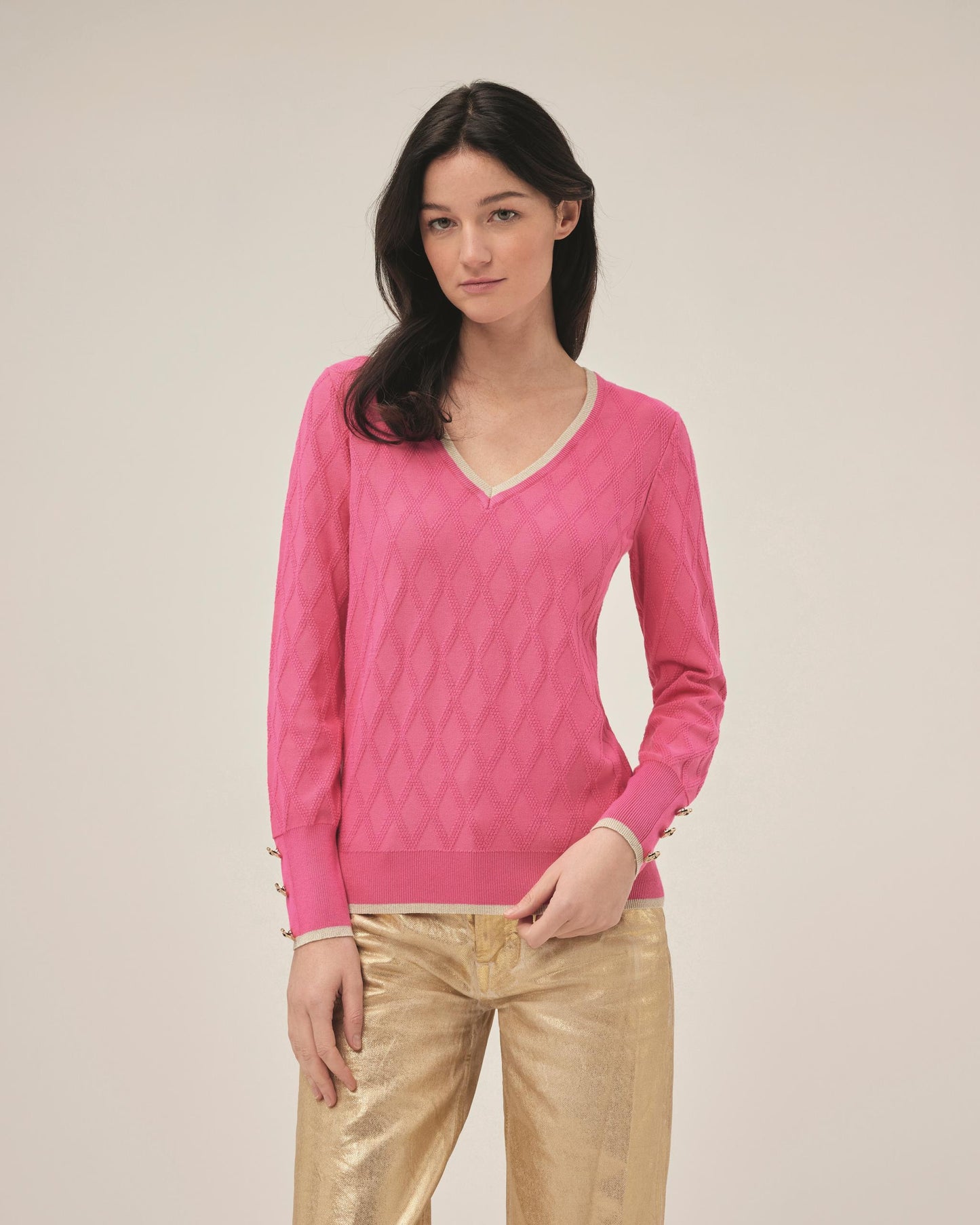 Leo & Ugo V-Neck Knit Top