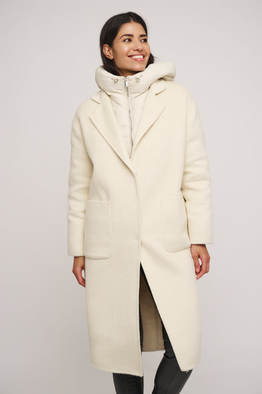 Rino & Pelle Reni Wool Coat with Removeable Puffer Jacket