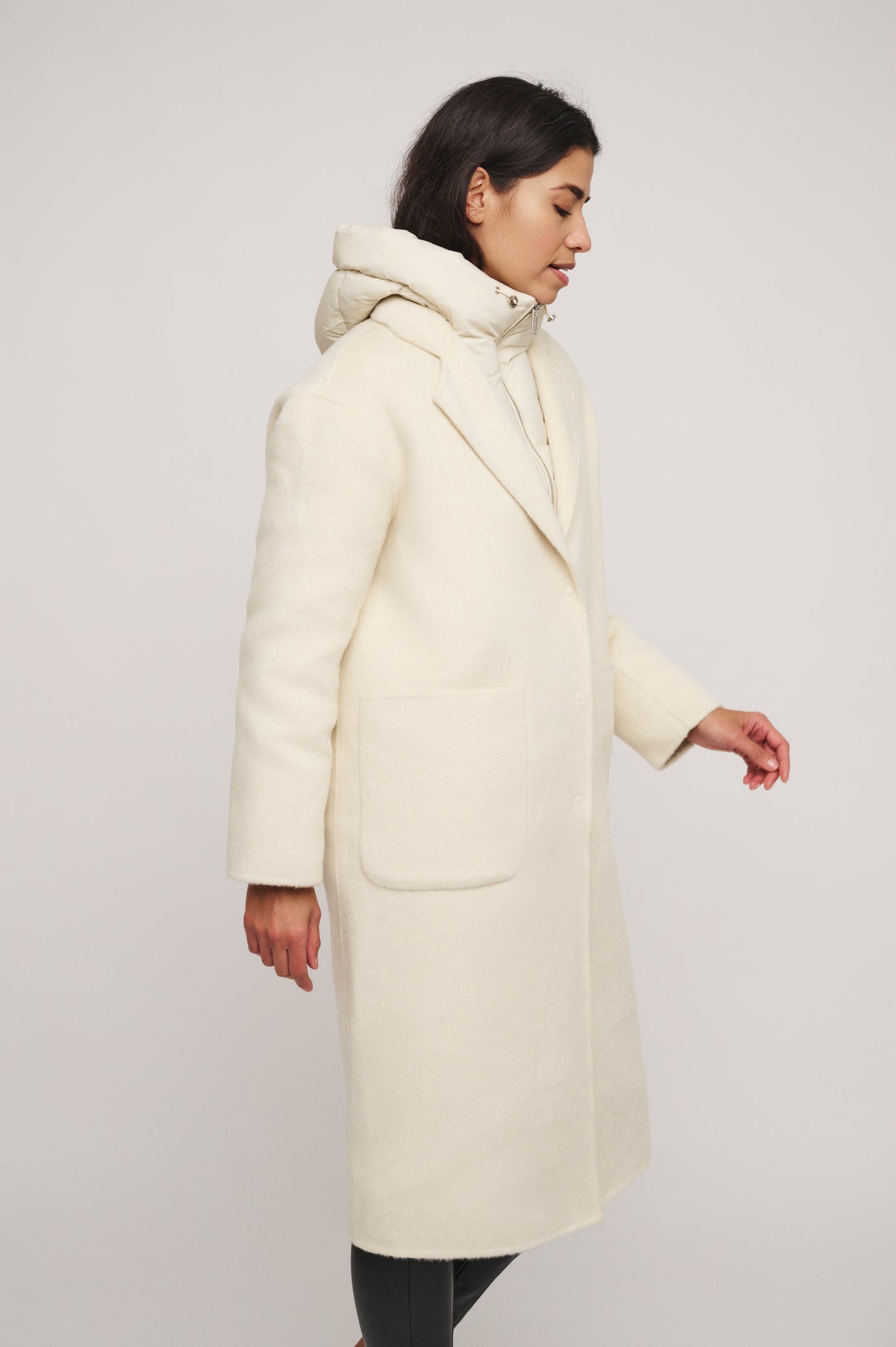 Rino & Pelle Reni Wool Coat with Removeable Puffer Jacket