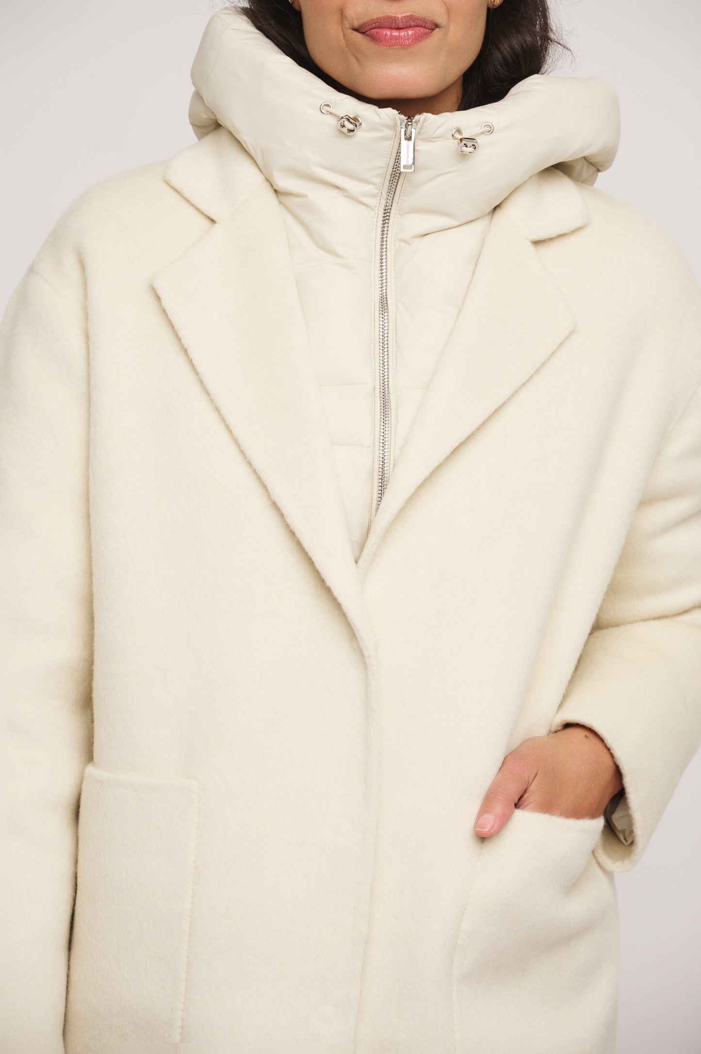 Rino & Pelle Reni Wool Coat with Removeable Puffer Jacket