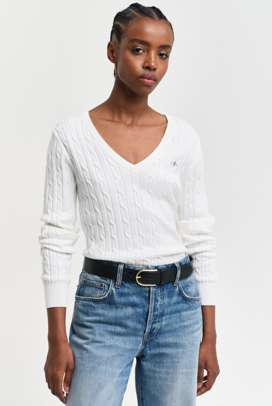 Gant Cable Knit V-Neck Jumper