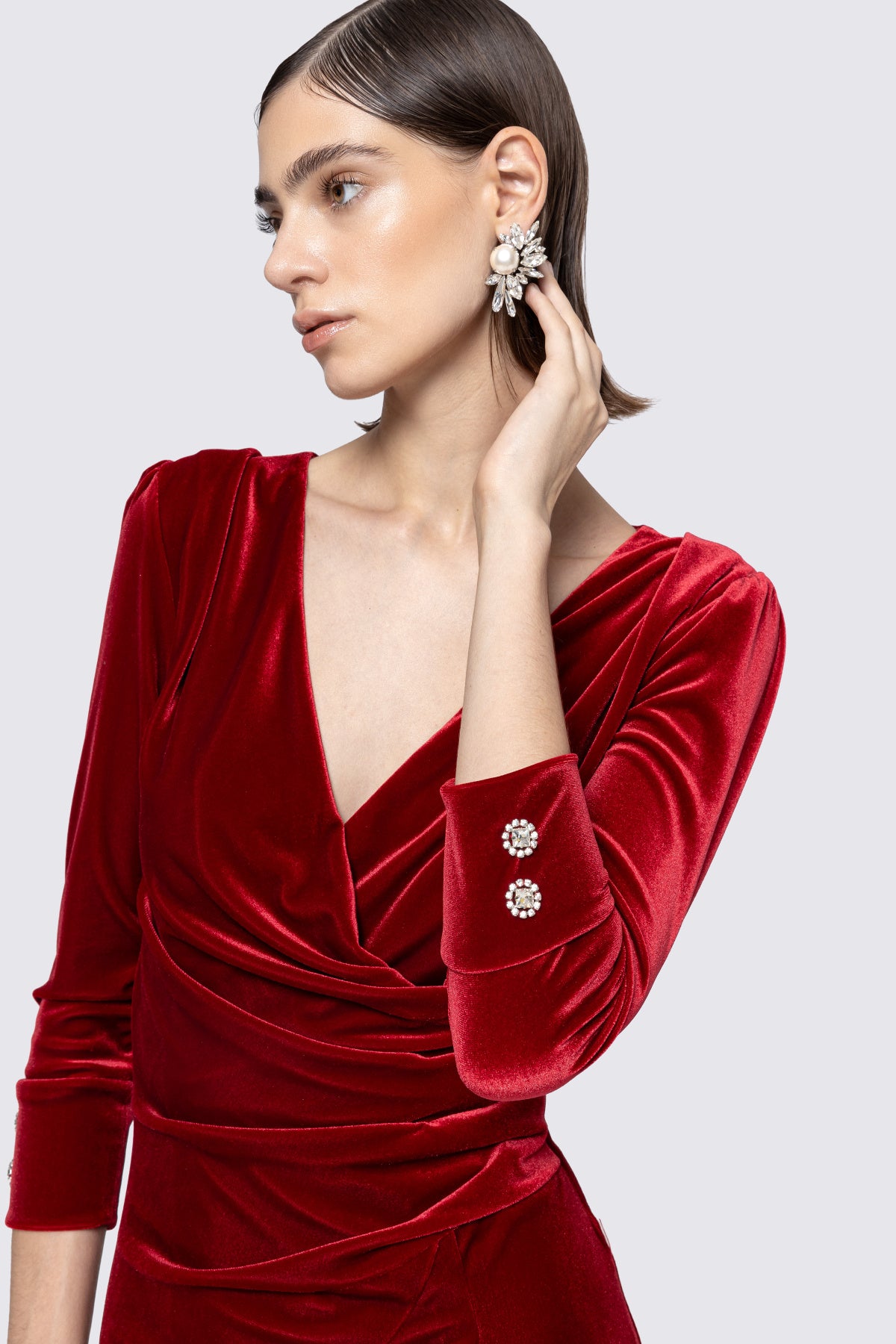 Nissa Velvet Wrap Dress