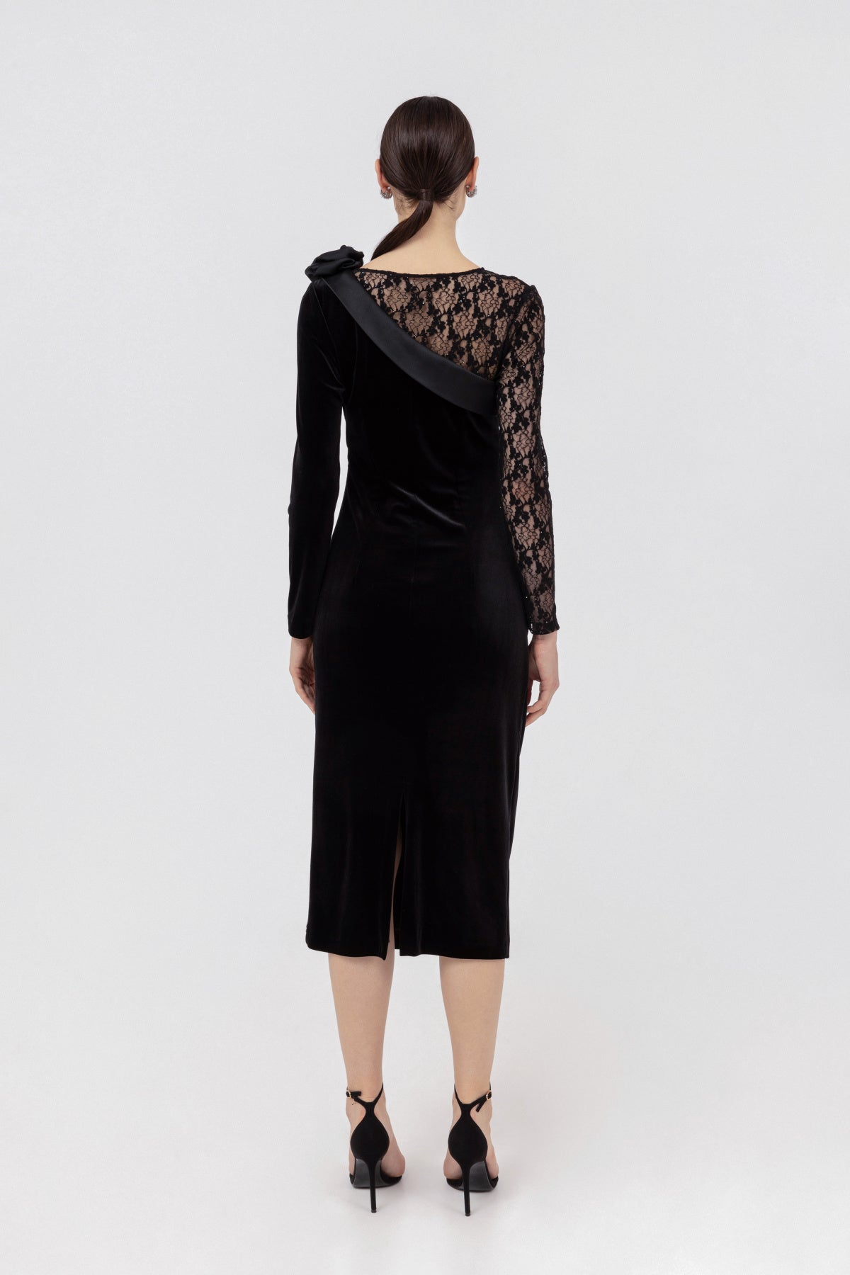 Nissa Lace Sleeve Velvet Dress